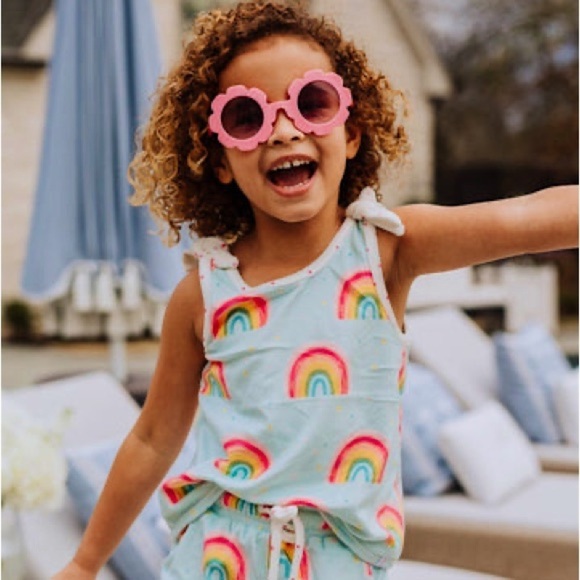 SweetHoney Adorable Girly Colorful Rainbow Terry Bows Tank Top Coverup - Picture 1 of 10